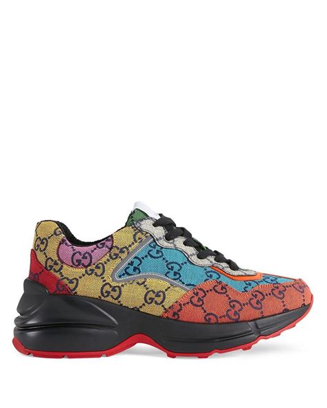 rhyton gg sneaker gucci|Gucci rhyton mixed media sneakers.